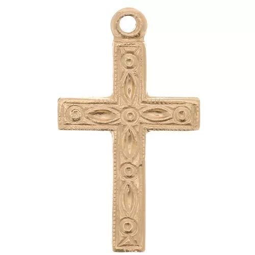 17x10mm Gold filled worked cross pendant x1