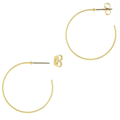 304L Stainless Steel 31 mm Hoop earrings to decorate - Gold plated x2
