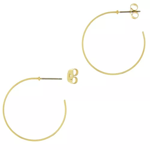 304L Stainless Steel 31 mm Hoop earrings to decorate - Gold plated x2