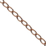 Curb Chain with oval flat links 2,5mm Old Copper tone x1m