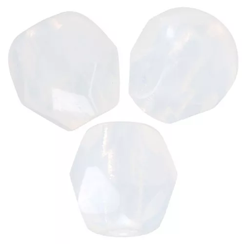 Fire Polished faceted round beads 4mm White Opal x50