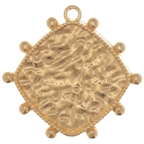 25x26mm Rhombus pendant with small balls - Fine gold plated x1