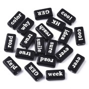 Assortment of 60 rectangular Word Beads - random - 15x7.5 mm Black - White|raw }}