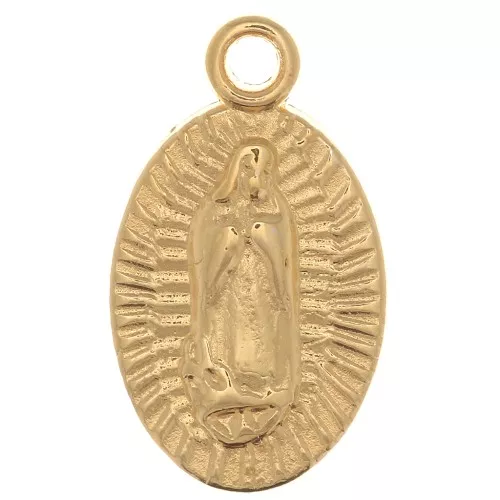 16x10mm Oval Virgin Charm - Fine Gold Plated x1
