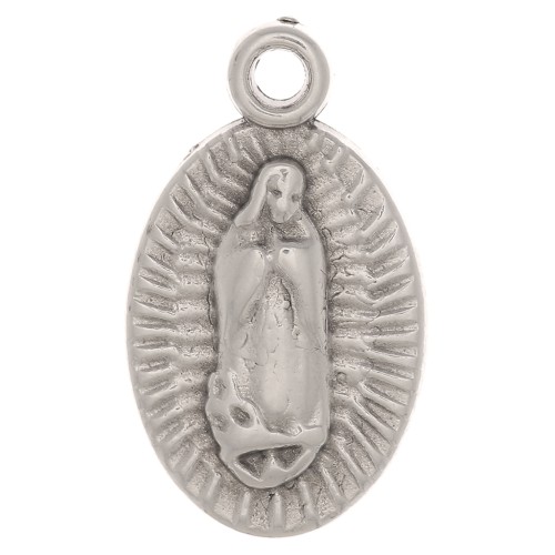 16x10mm Oval Virgin Charm - Antique Silver Plating x1