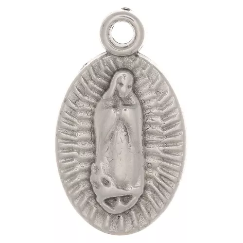 16x10mm Oval Virgin Charm - Antique Silver Plating x1