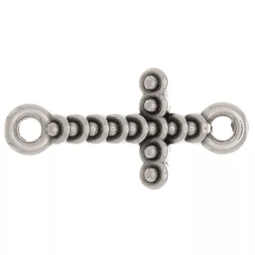 22x11mm 2-ring cross Connector - Antique fine silver plating x1