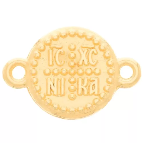19x13mm Round connector with cross of blessing - Fine gold plated x1