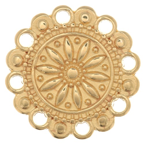 19mm multi-hole worked flower connector - Fine Gold plated x1