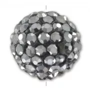 Plasticine round bead rhinestones 12mm Jet Hematite  x1