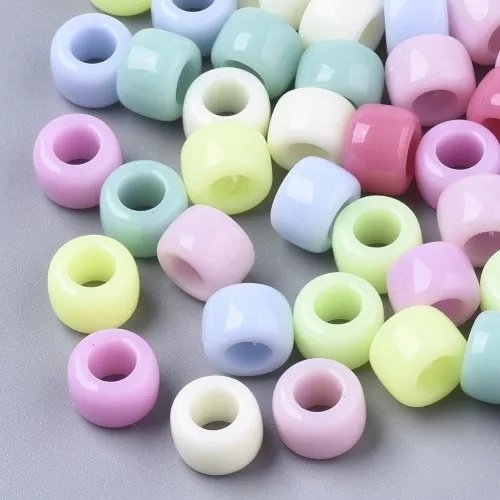 8x6mm Pony beads assortment - Multicolored Pastel Green x50
