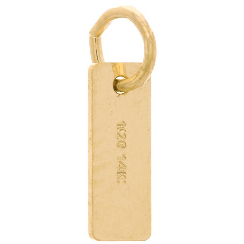 8x3mm Gold filled rectangle Mini charm with open ring x1