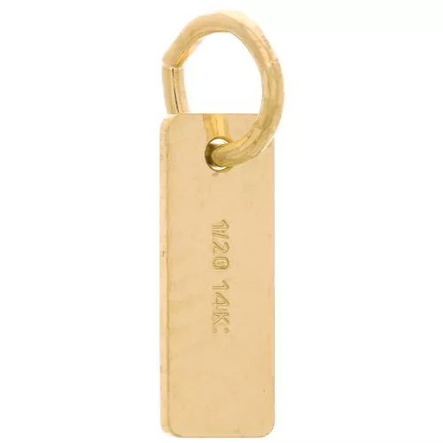 8x3mm Gold filled rectangle Mini charm with open ring x1