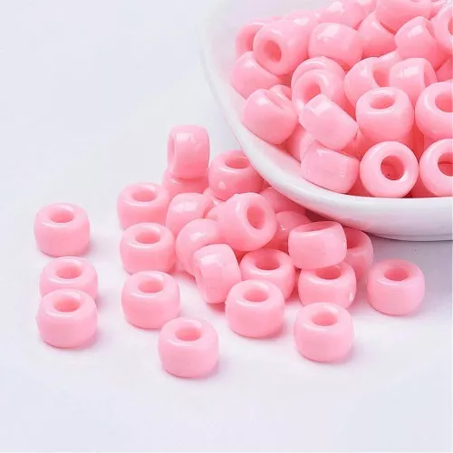 9x6mm Large hole beads - Pony beads - Pink x50