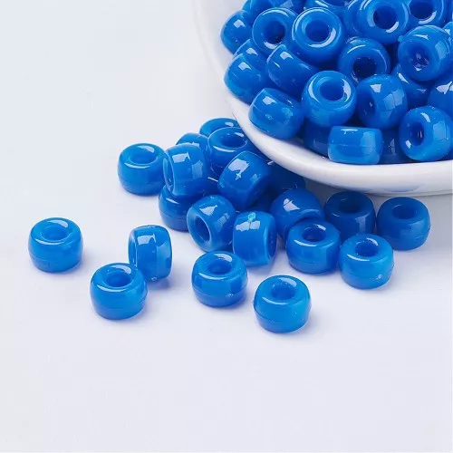 9x6mm Large hole beads - Pony beads - Blue x50