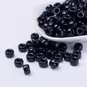 9x6mm Large hole beads - Pony beads - Black x50
