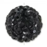 Plasticine round bead rhinestones 10mm Jet  x1