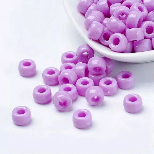 9x6mm Large hole beads - Pony beads - Purple x50