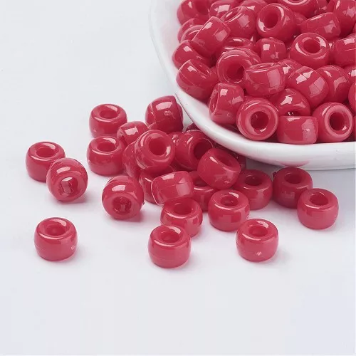 9x6mm Large hole beads - Pony beads - Red x50