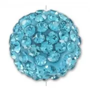 Plasticine round bead rhinestones 10mm Aquamarine x1
