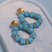 Plasticine round bead rhinestones 10mm Aquamarine x1