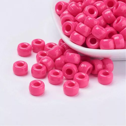 9x6mm Large hole beads - Pony beads - Fuchsia x50
