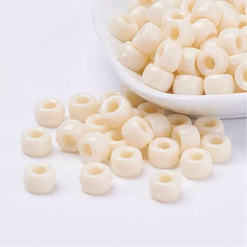 9x6mm Large hole beads - Pony beads - Cream x50