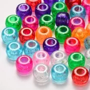 9x6mm Pony beads assortment - Multicolored - Transparent glitter x50