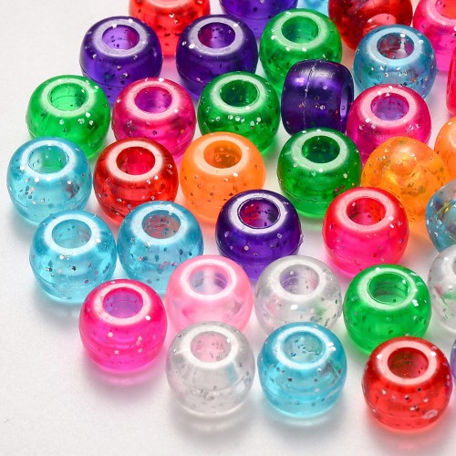 9x6mm Pony beads assortment - Multicolored - Transparent glitter x50