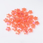 11mm Iridescent star beads - Orange AB x50