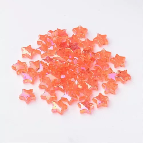 11mm Iridescent star beads - Orange AB x50