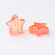 11mm Iridescent star beads - Orange AB x50