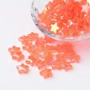 11mm Iridescent star beads - Orange AB x50