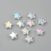 11mm Iridescent star beads - White AB x50|raw }}
