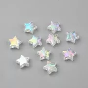 11mm Iridescent star beads - White AB x50