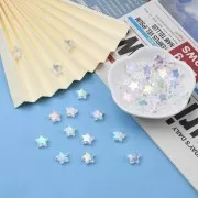 11mm Iridescent star beads - White AB x50