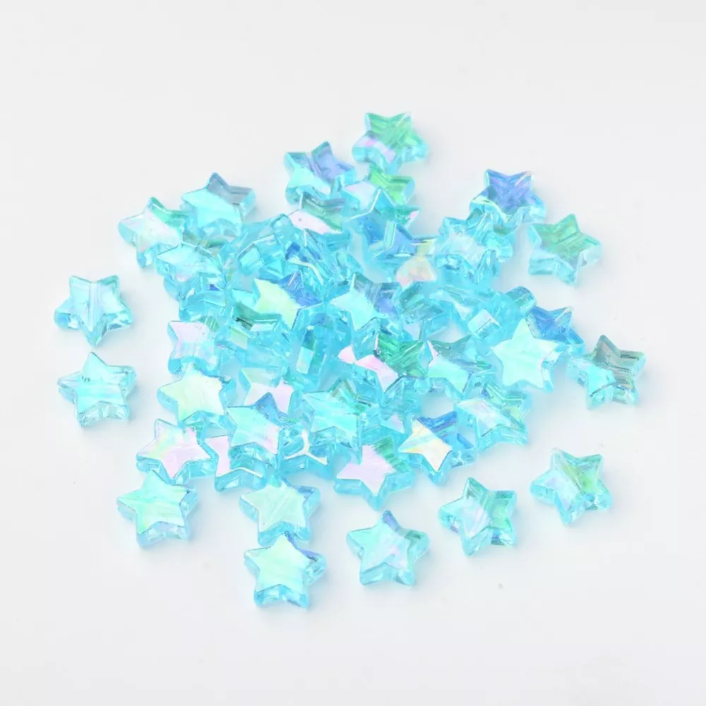11mm Iridescent star beads Blue AB x50 Perles Co