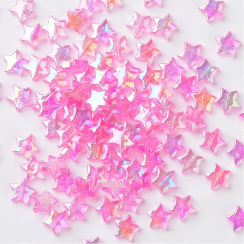 11mm Iridescent star beads - Rose AB x50