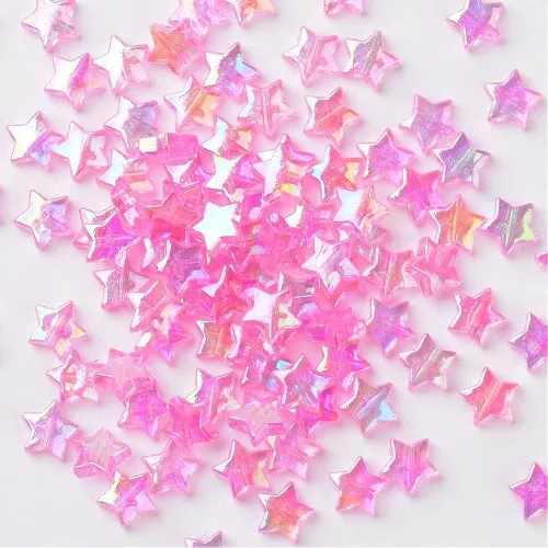 11mm Iridescent star beads - Rose AB x50
