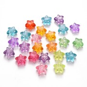 Star Beads - 11 mm - Transparent Multicolored x50|raw }}