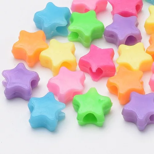 Star beads large holes - 10 mm - Multicolored x50