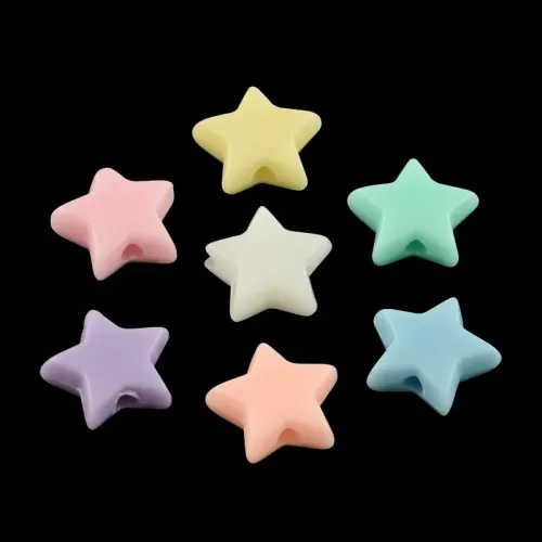 Star Beads - 10 mm - Multicolored Pastel x50