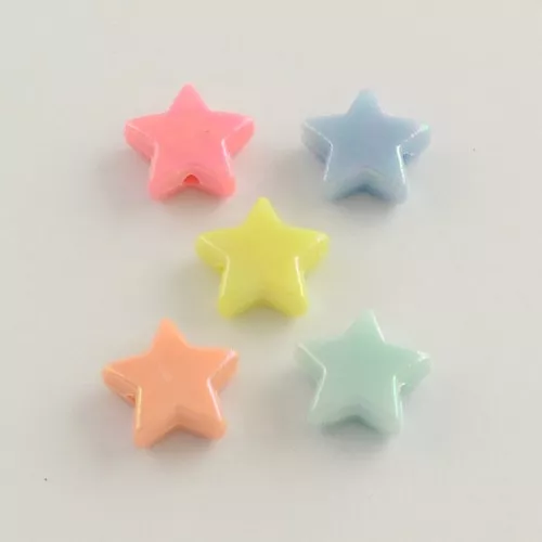 Iridescent star beads 14 mm Multicolored Pastel x50 Perles Co