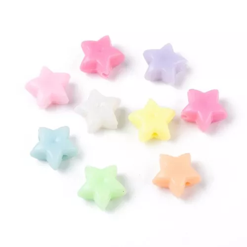 Star Beads - 11 mm - Multicolored Pastel x50