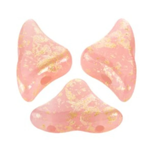 6x10mm Glass beads Hélios® by Puca® - Pink Opal Gold Splash x10g