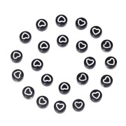 Assortment of 20 round heart beads - 7 mm - Black - White|raw }}