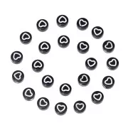 Assortment of 20 round heart beads - 7 mm - Black - White