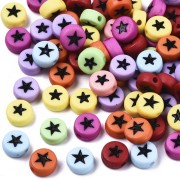 Assortment of 20 round star beads - 7 mm - Multicolored - Black|raw }}