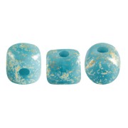 2.5x3mm Minos® by Puca® - Opaque Blue Turquoise Gold Splash x5g|raw }}