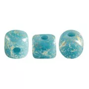 2.5x3mm Minos® by Puca® - Opaque Blue Turquoise Gold Splash x5g